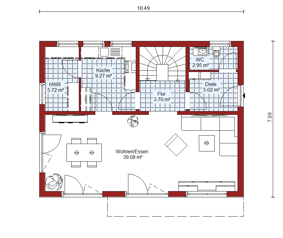 Grundplan des Haustyps Classic 136