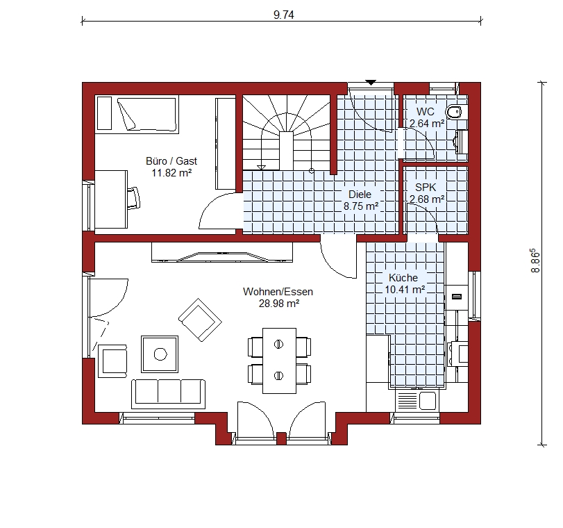 Grundplan des Haustyps Compact 128